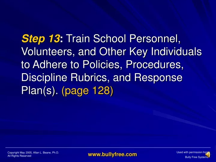 step 13 train school personnel volunteers