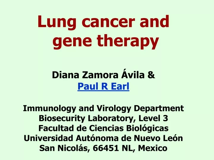 lung cancer and gene therapy diana zamora vila