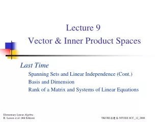Lecture 9  Vector &amp; Inner Product Spaces