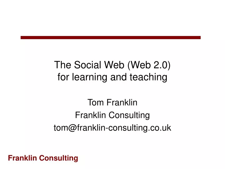 the social web web 2 0 for learning and teaching