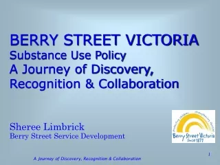 BERRY STREET VICTORIA Substance Use Policy A Journey of Discovery, Recognition &amp; Collaboration