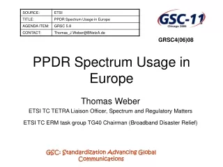 PPDR Spectrum Usage in Europe