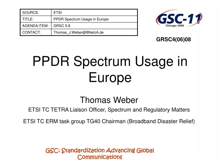 ppdr spectrum usage in europe