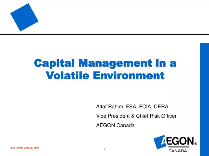 capital management in a volatile environment