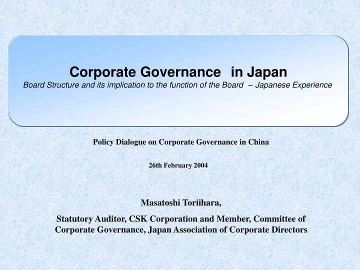 corporate governance in japan board structure
