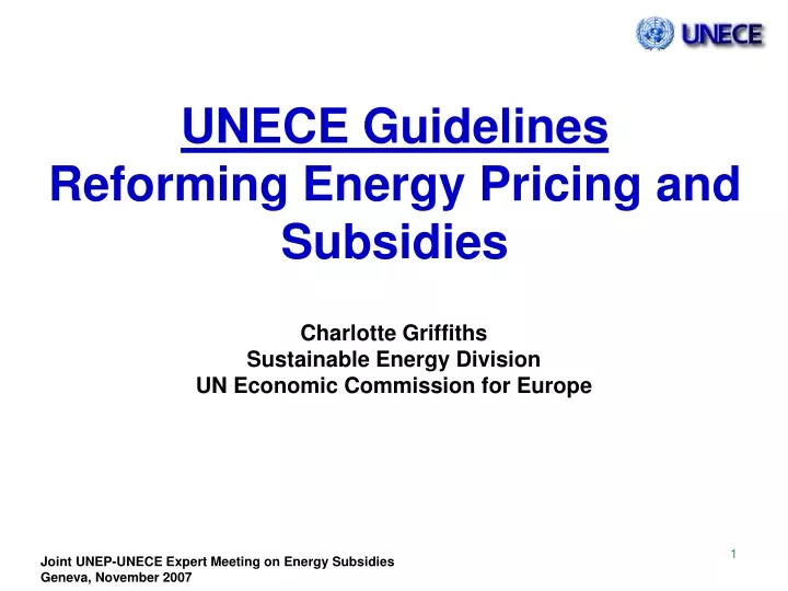unece guidelines reforming energy pricing