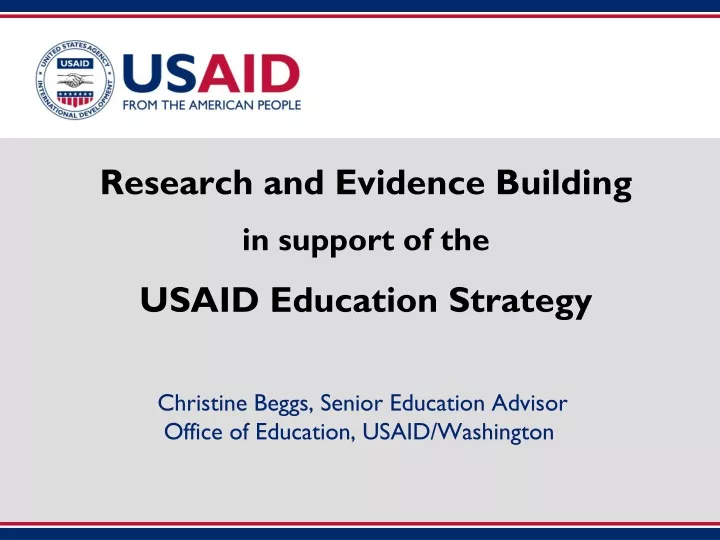 research and evidence building in support of the usaid education strategy
