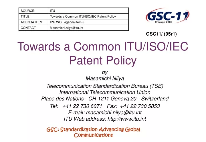 towards a common itu iso iec patent policy