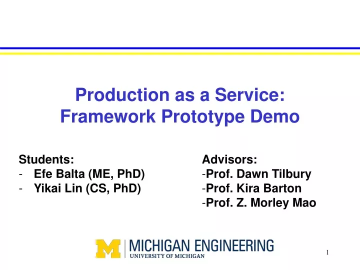 production as a service framework prototype demo
