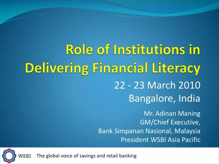 role of institutions in delivering financial literacy