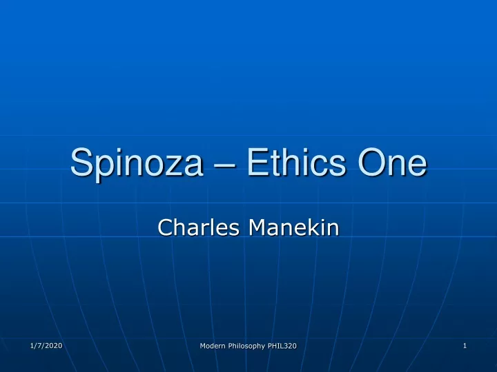 spinoza ethics one