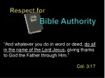 Respect for Bible Authority: Principles and Laws for Spiritual Guidance - slide 1