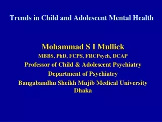 Trends in Child and Adolescent Mental Health