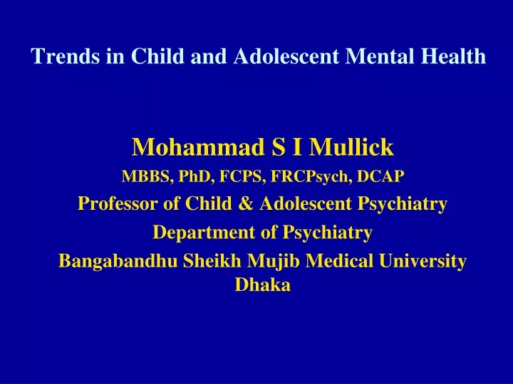 trends in child and adolescent mental health