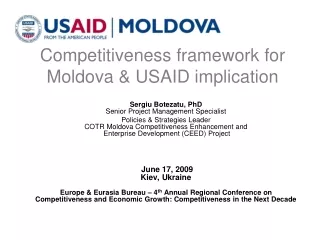 Competitiveness framework for Moldova &amp; USAID implication