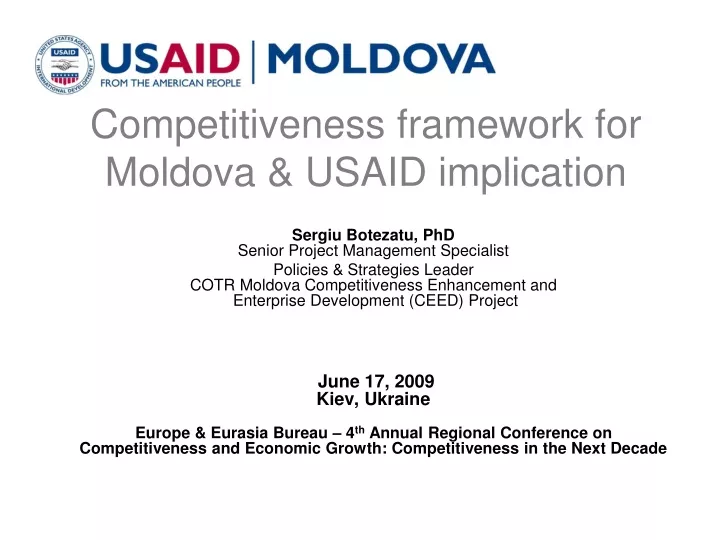 competitiveness framework for moldova usaid implication