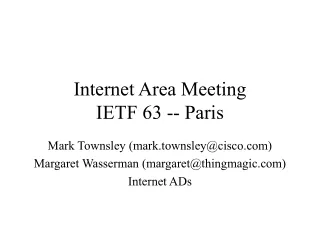 Internet Area Meeting IETF 63 -- Paris