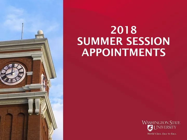 2018 summer session appointments