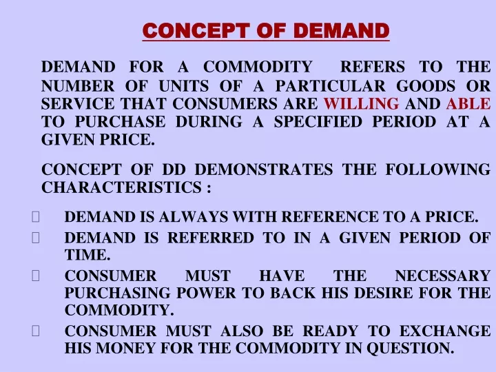 concept of demand demand for a commodity refers