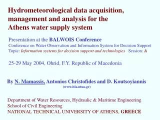 By  N. Mamassis , Antoni o s Christofides  and D. Koutsoyianni s (itia.ntua.gr)