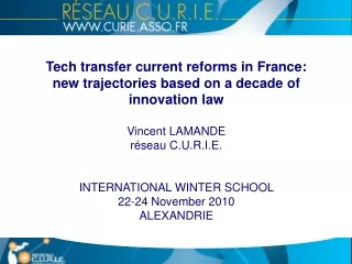 Réseau C.U.R.I.E. Who are we ? French academic TT National network