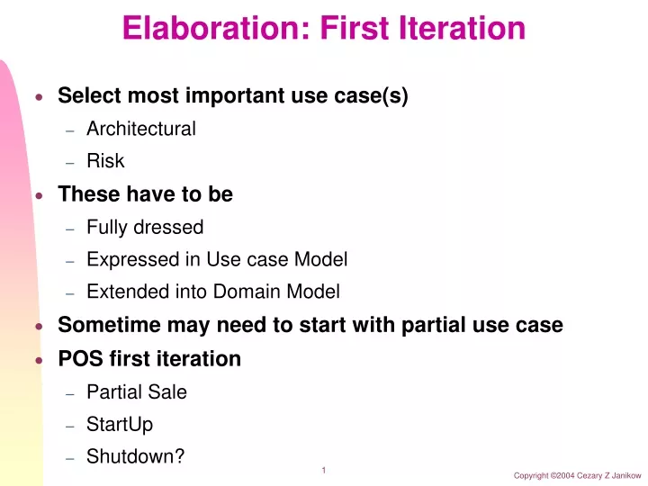 elaboration first iteration