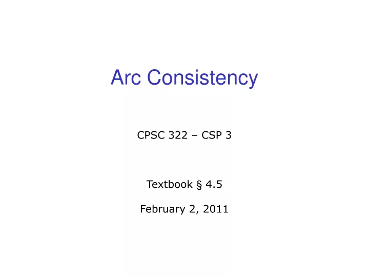 arc consistency