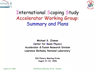 I nternational  S coping  S tudy  Accelerator Working Group: Summary and Plans