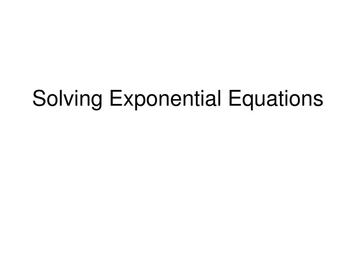 solving exponential equations