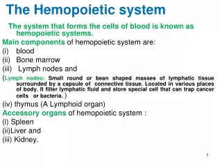 The Hemopoietic system