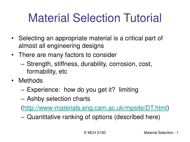 material selection tutorial
