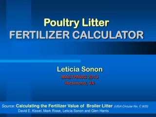 Poultry Litter FERTILIZER CALCULATOR