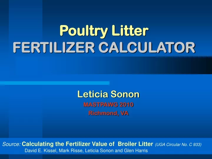 poultry litter fertilizer calculator