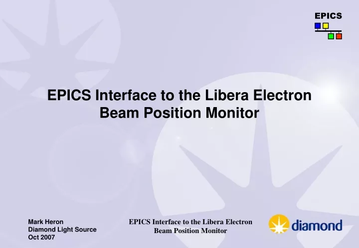 epics interface to the libera electron beam position monitor