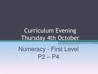 Curriculum Evening Thursday 4th October