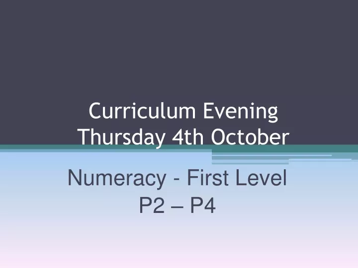 curriculum evening thursday 4th october