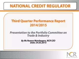 Third Quarter Performance Report 2014/2015