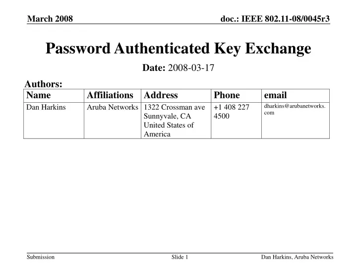 password authenticated key exchange