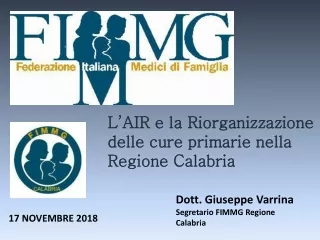 L’AIR e la Riorganizzazione delle cure primarie nella Regione Calabria