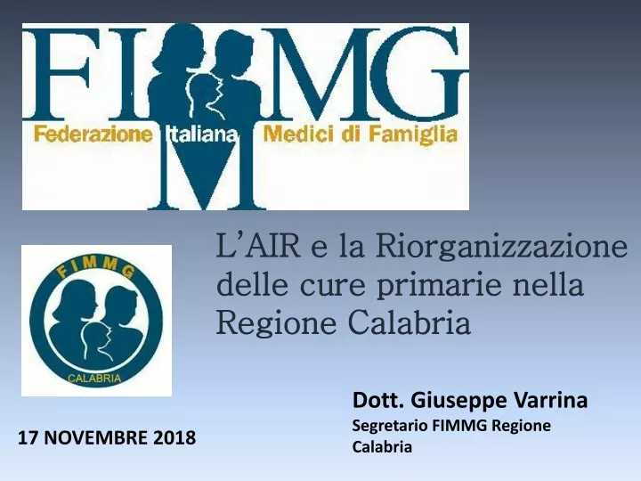 l air e la riorganizzazione delle cure primarie