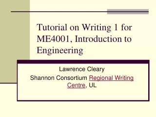 Tutorial on Writing 1 for ME4001, Introduction to Engineering