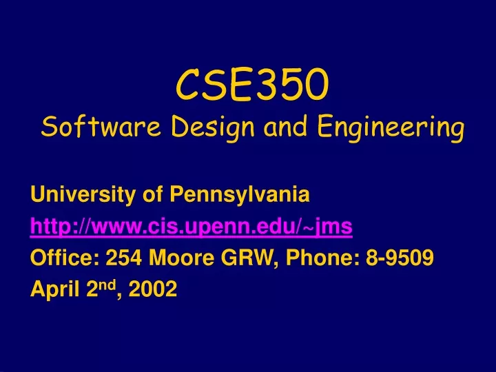 cse350 software design and engineering