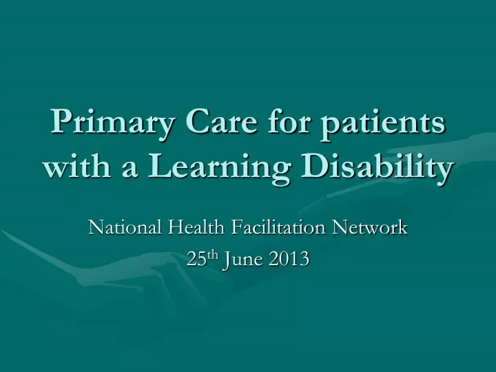 primary care for patients with a learning disability