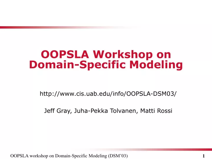 oopsla workshop on domain specific modeling