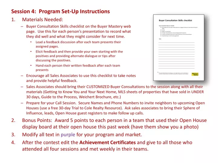 session 4 program set up instructions materials