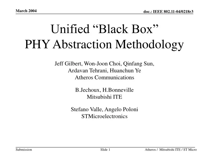 unified black box phy abstraction methodology