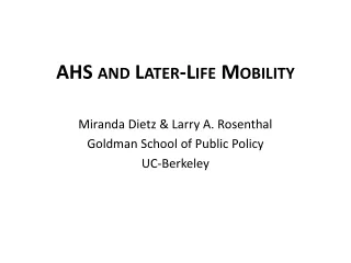 AHS and Later-Life Mobility