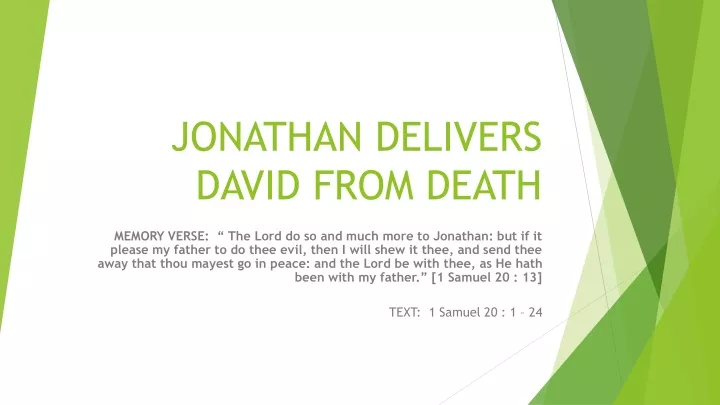 jonathan delivers david from death