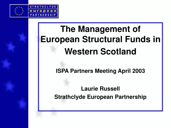 the management of european structural funds