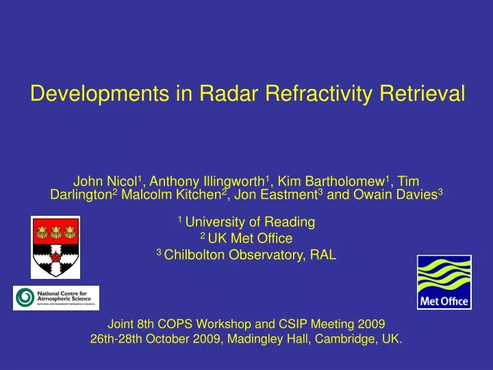 developments in radar refractivity retrieval